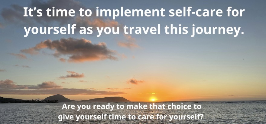 Sunset with water and a message about self-care Sunset with water and a message about self-care