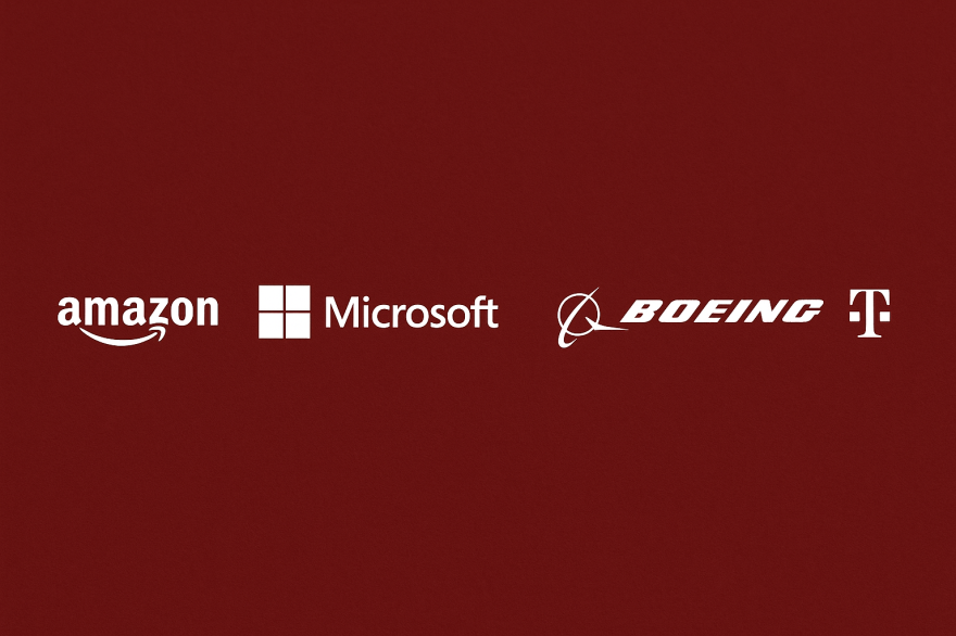Corporate logo bar featuring Boeing, T-Mobile, Amazon, and Microsoft — organizations impacted by Kim Peterson’s leadership development and executive coaching